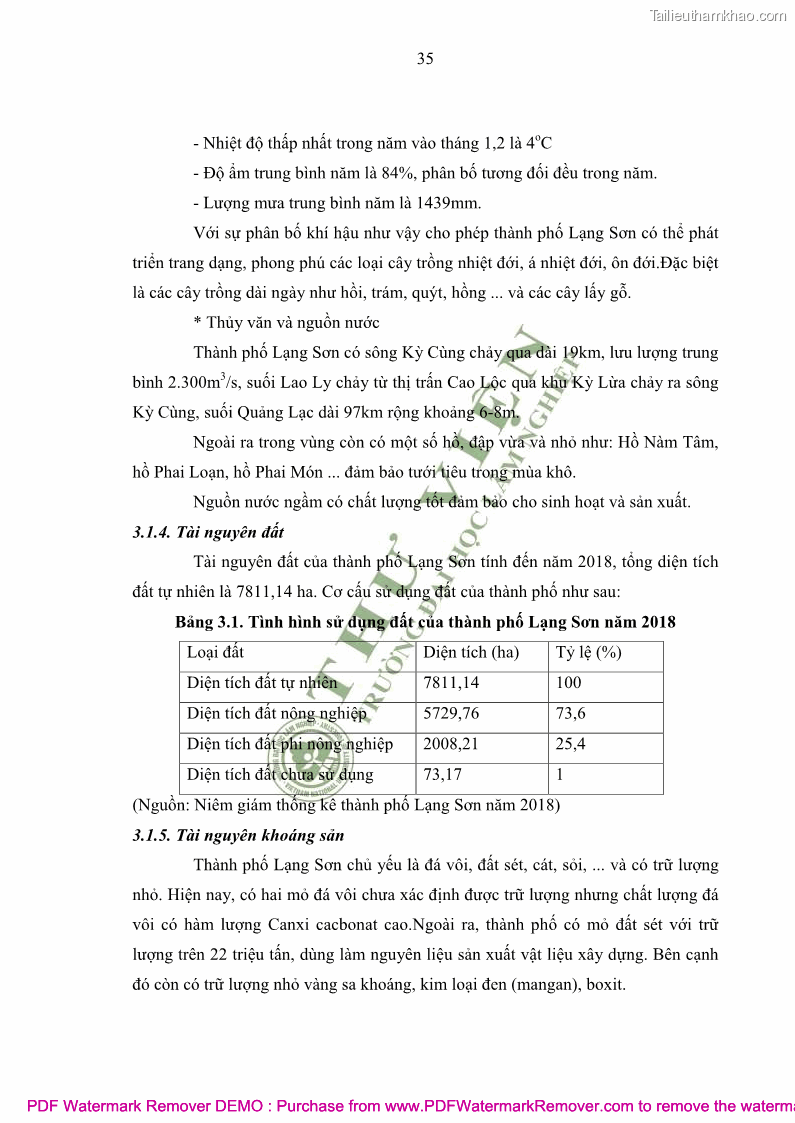 Luận văn thạc sĩ khoa học môi trường Đánh giá biến động chất lượng môi trường nước mặt của thành phố Lạng Sơn, tỉnh Lạng Sơn, giai đoạn 2014 - 2018 - 4 Trang 46