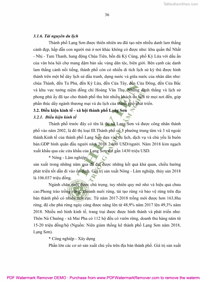 Luận văn thạc sĩ khoa học môi trường Đánh giá biến động chất lượng môi trường nước mặt của thành phố Lạng Sơn, tỉnh Lạng Sơn, giai đoạn 2014 - 2018 - 4 Trang 47