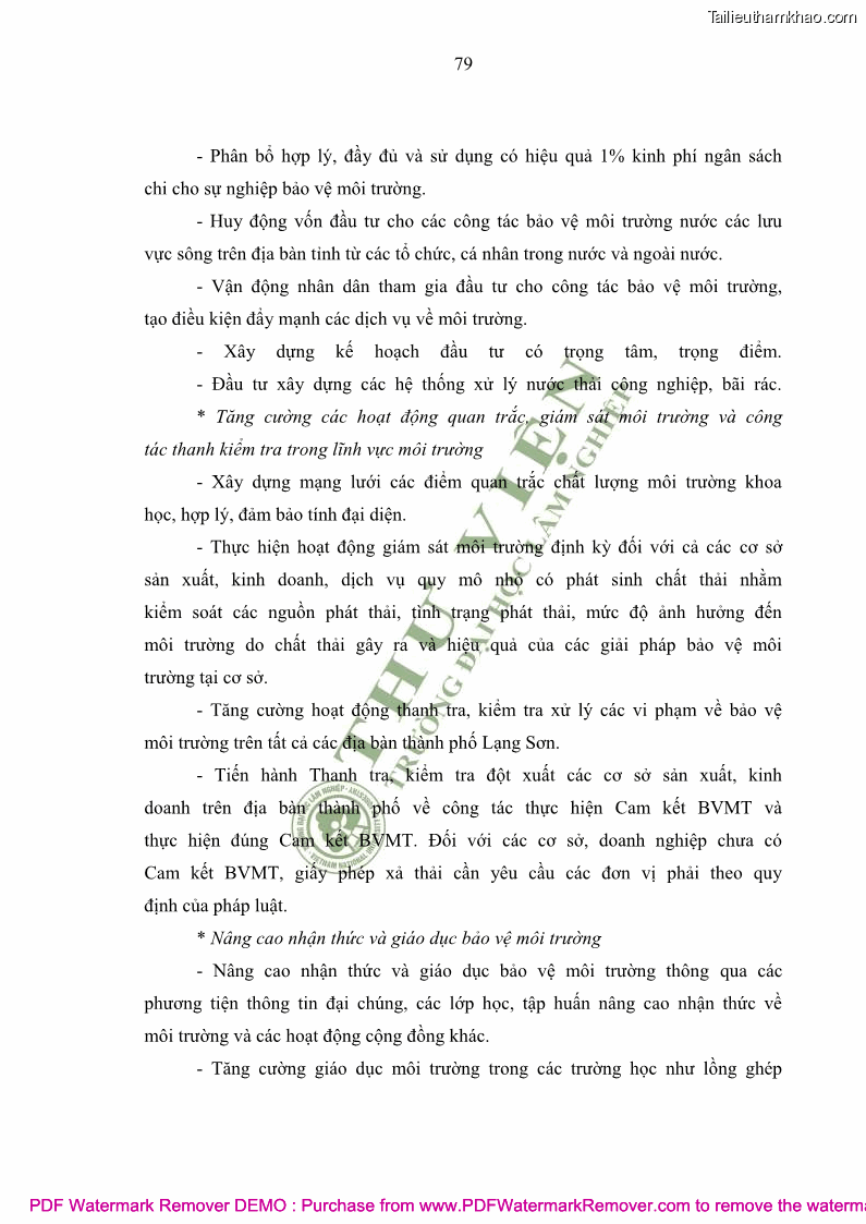 Luận văn thạc sĩ khoa học môi trường Đánh giá biến động chất lượng môi trường nước mặt của thành phố Lạng Sơn, tỉnh Lạng Sơn, giai đoạn 2014 - 2018 - 8 Trang 90