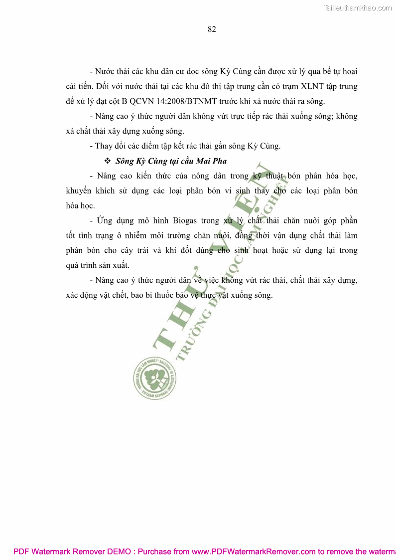 Luận văn thạc sĩ khoa học môi trường Đánh giá biến động chất lượng môi trường nước mặt của thành phố Lạng Sơn, tỉnh Lạng Sơn, giai đoạn 2014 - 2018 - 8 Trang 93