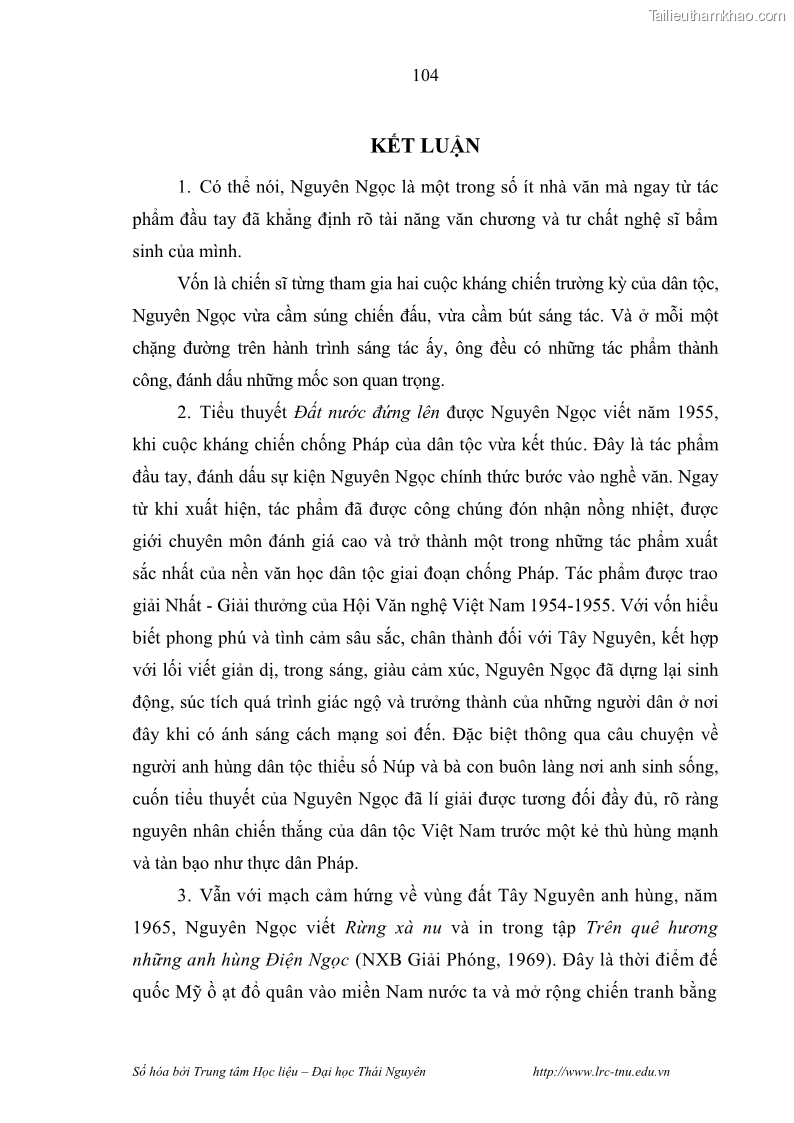 Luận văn thạc sĩ khoa học ngữ văn Hành trình sáng tác của Nguyên Ngọc từ Đất nước đứng lên đến Đất Quảng - 10 Trang 109
