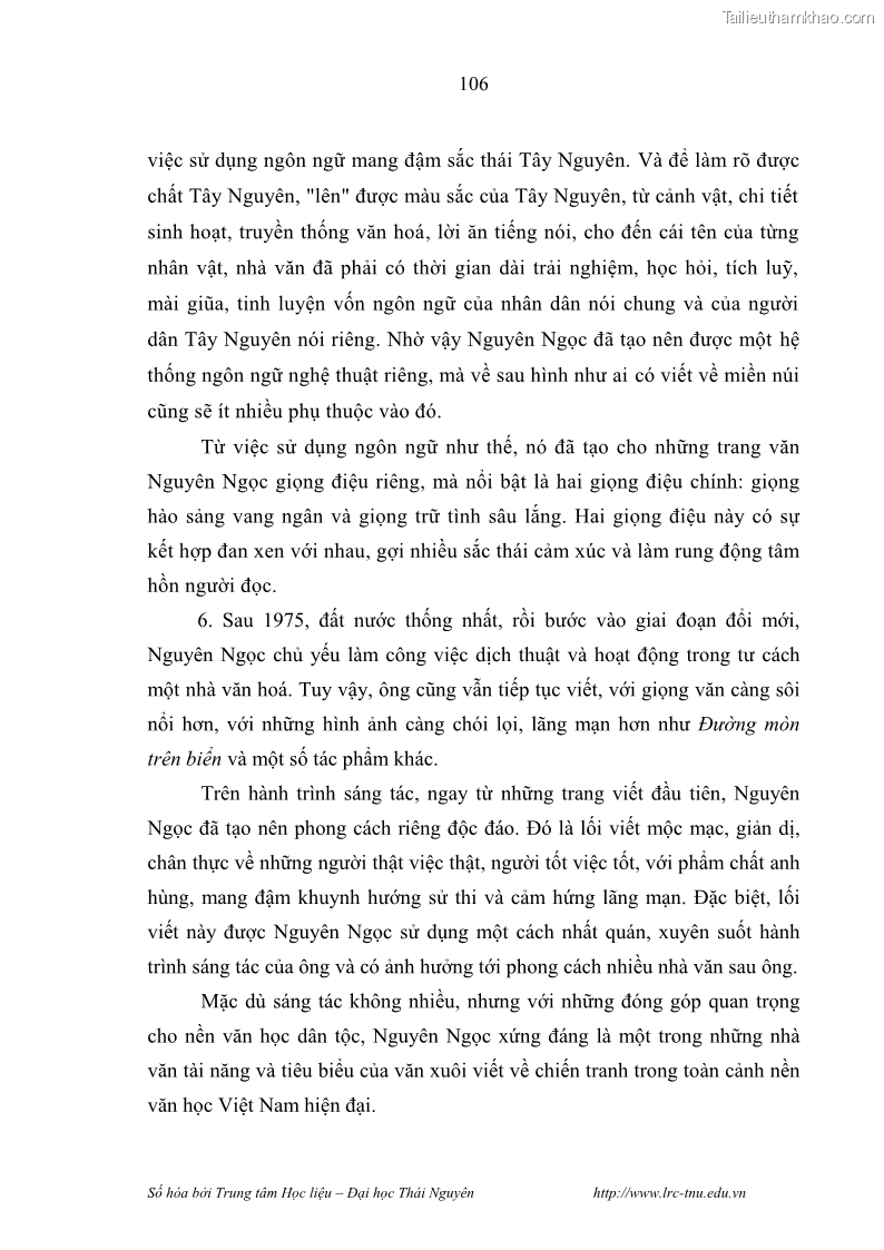 Luận văn thạc sĩ khoa học ngữ văn Hành trình sáng tác của Nguyên Ngọc từ Đất nước đứng lên đến Đất Quảng - 10 Trang 111