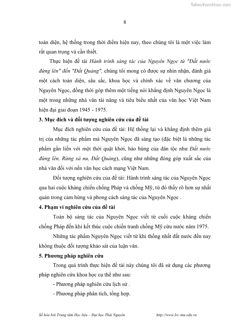 Luận văn thạc sĩ khoa học ngữ văn Hành trình sáng tác của Nguyên Ngọc từ Đất nước đứng lên đến Đất Quảng - 2 Trang 13