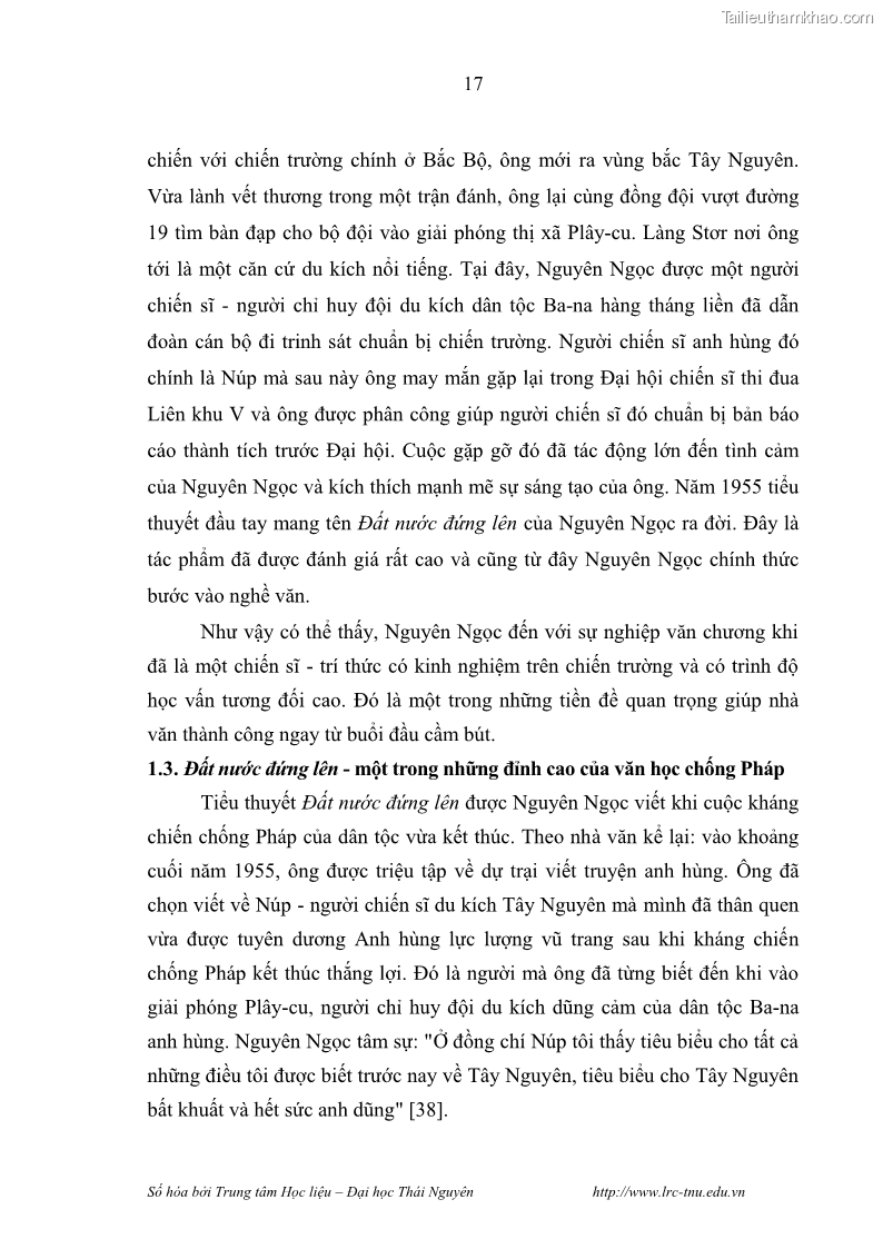 Luận văn thạc sĩ khoa học ngữ văn Hành trình sáng tác của Nguyên Ngọc từ Đất nước đứng lên đến Đất Quảng - 2 Trang 22