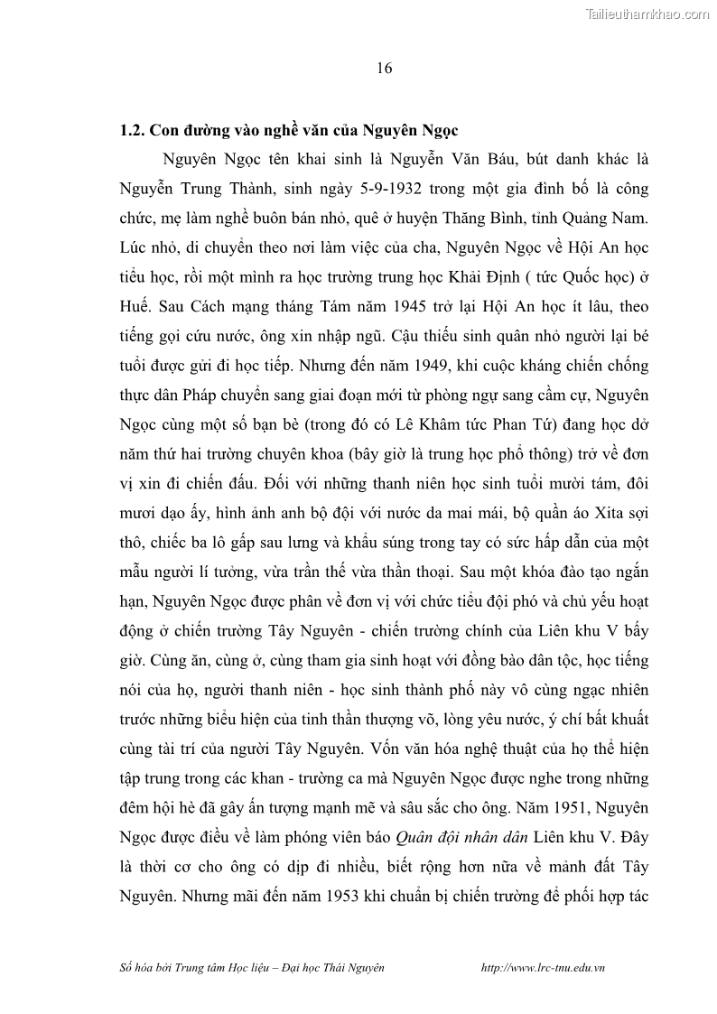 Luận văn thạc sĩ khoa học ngữ văn Hành trình sáng tác của Nguyên Ngọc từ Đất nước đứng lên đến Đất Quảng - 2 Trang 21