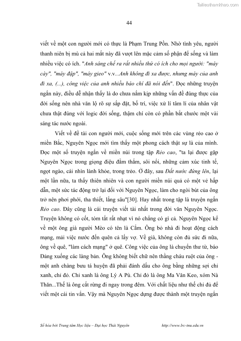 Luận văn thạc sĩ khoa học ngữ văn Hành trình sáng tác của Nguyên Ngọc từ Đất nước đứng lên đến Đất Quảng - 5 Trang 49