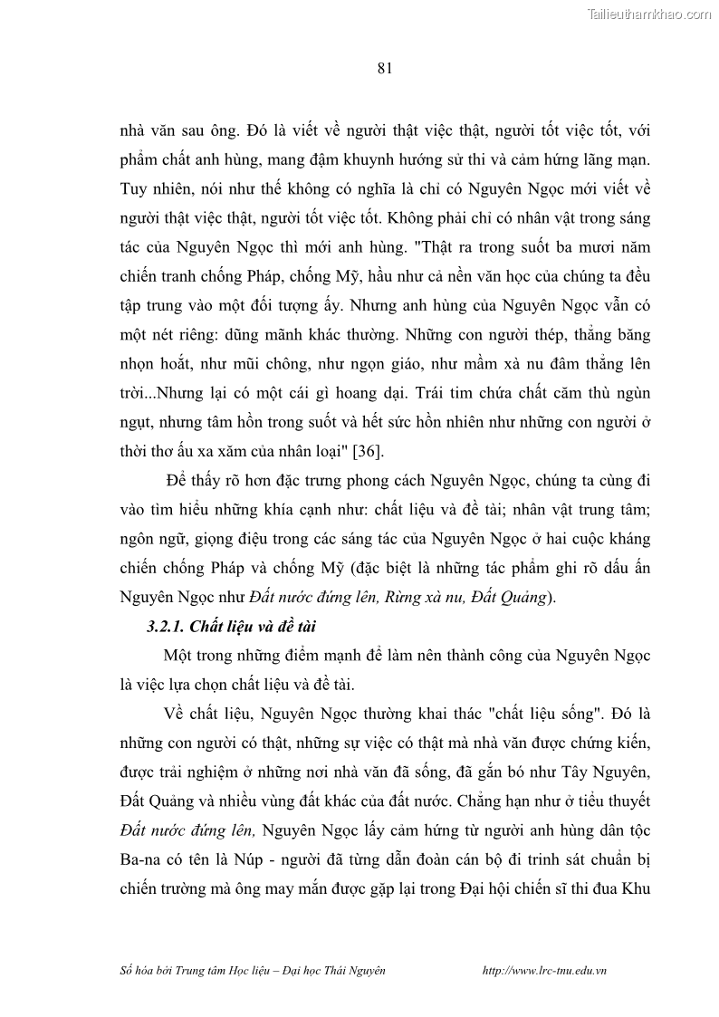 Luận văn thạc sĩ khoa học ngữ văn Hành trình sáng tác của Nguyên Ngọc từ Đất nước đứng lên đến Đất Quảng - 8 Trang 86