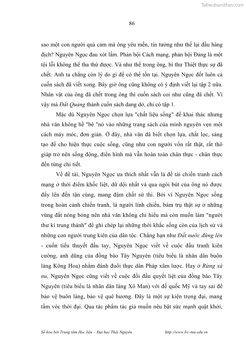 Luận văn thạc sĩ khoa học ngữ văn Hành trình sáng tác của Nguyên Ngọc từ Đất nước đứng lên đến Đất Quảng - 8 Trang 91