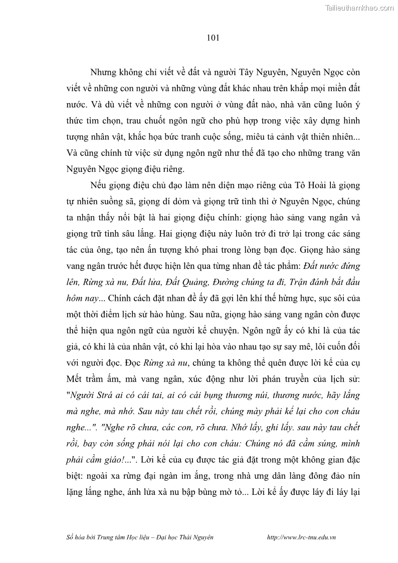 Luận văn thạc sĩ khoa học ngữ văn Hành trình sáng tác của Nguyên Ngọc từ Đất nước đứng lên đến Đất Quảng - 9 Trang 106
