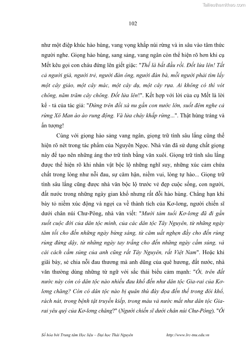 Luận văn thạc sĩ khoa học ngữ văn Hành trình sáng tác của Nguyên Ngọc từ Đất nước đứng lên đến Đất Quảng - 9 Trang 107