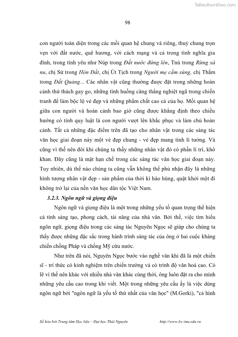 Luận văn thạc sĩ khoa học ngữ văn Hành trình sáng tác của Nguyên Ngọc từ Đất nước đứng lên đến Đất Quảng - 9 Trang 103
