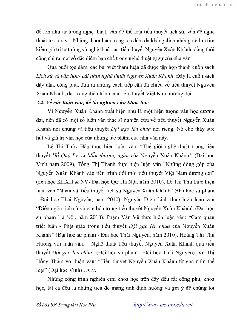 Luận văn thạc sĩ khoa học ngữ văn Tiểu thuyết Đội Gạo Lên Chùa của Nguyễn Xuân Khánh trong thành tựu văn chương thời đổi mới - 1 Trang 12