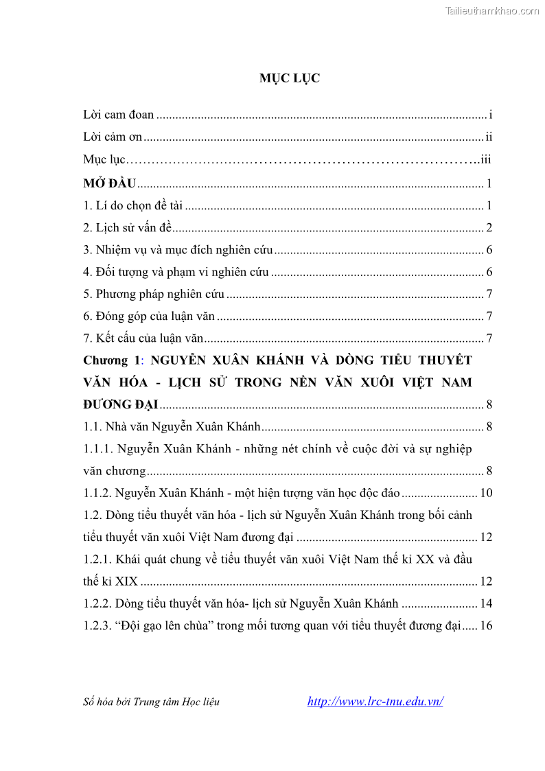 Luận văn thạc sĩ khoa học ngữ văn Tiểu thuyết Đội Gạo Lên Chùa của Nguyễn Xuân Khánh trong thành tựu văn chương thời đổi mới - 1 Trang 5