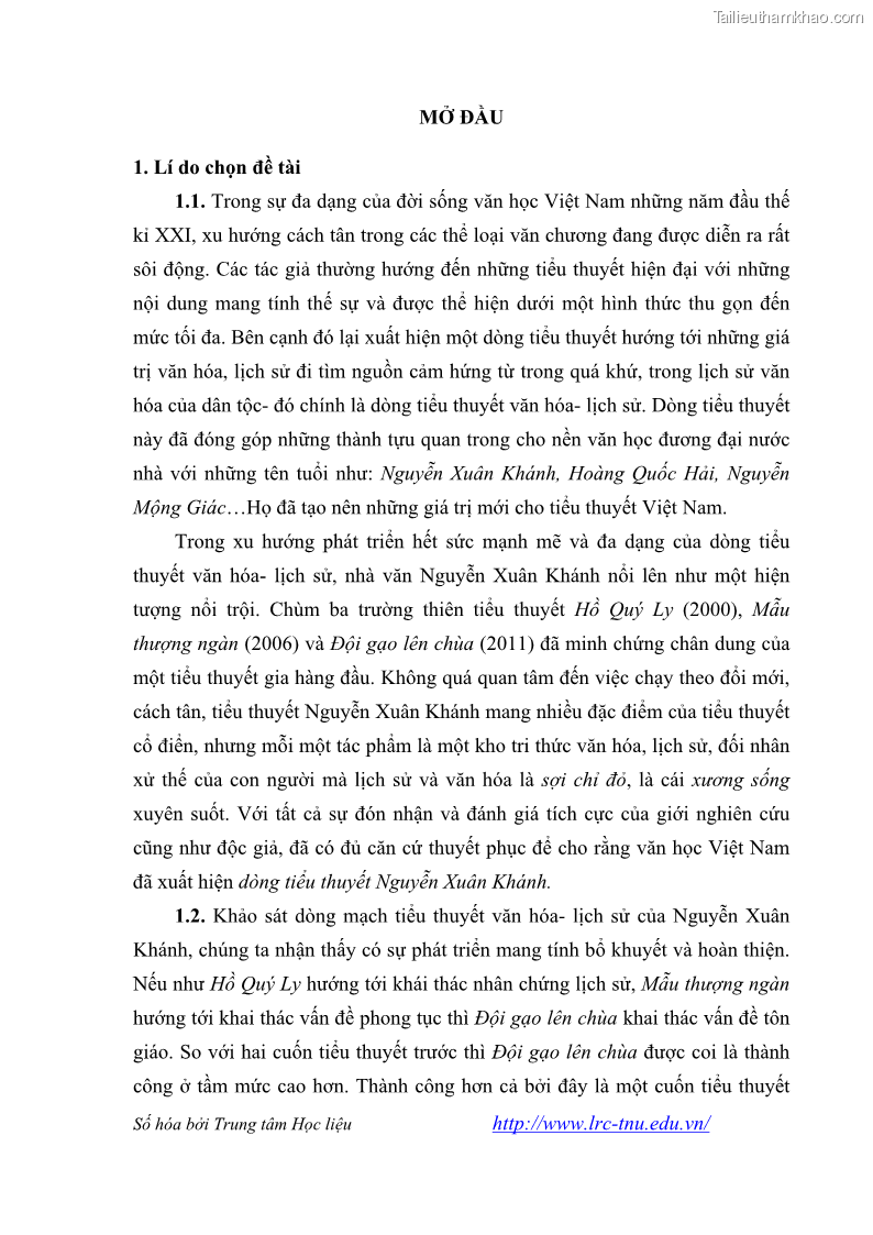 Luận văn thạc sĩ khoa học ngữ văn Tiểu thuyết Đội Gạo Lên Chùa của Nguyễn Xuân Khánh trong thành tựu văn chương thời đổi mới - 1 Trang 8