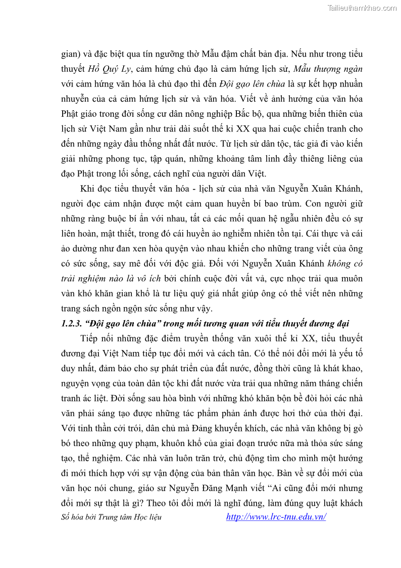 Luận văn thạc sĩ khoa học ngữ văn Tiểu thuyết Đội Gạo Lên Chùa của Nguyễn Xuân Khánh trong thành tựu văn chương thời đổi mới - 2 Trang 23