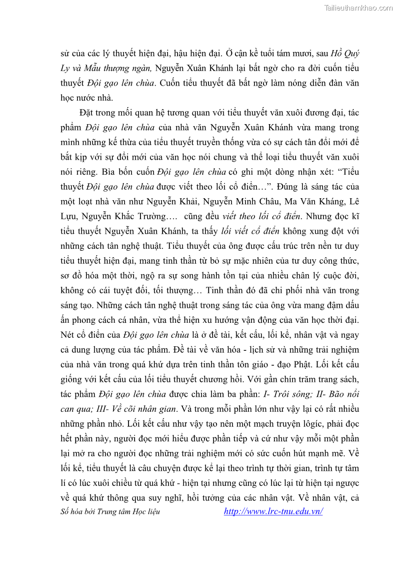 Luận văn thạc sĩ khoa học ngữ văn Tiểu thuyết Đội Gạo Lên Chùa của Nguyễn Xuân Khánh trong thành tựu văn chương thời đổi mới - 3 Trang 25
