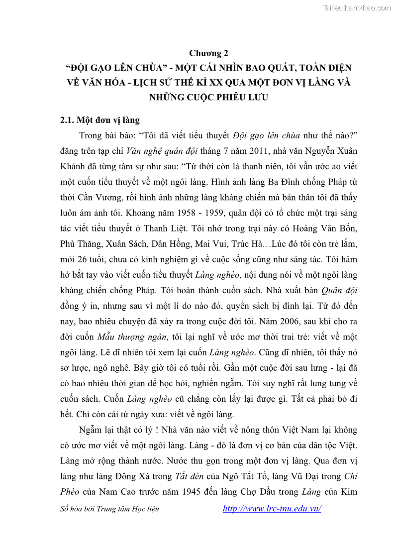 Luận văn thạc sĩ khoa học ngữ văn Tiểu thuyết Đội Gạo Lên Chùa của Nguyễn Xuân Khánh trong thành tựu văn chương thời đổi mới - 3 Trang 27