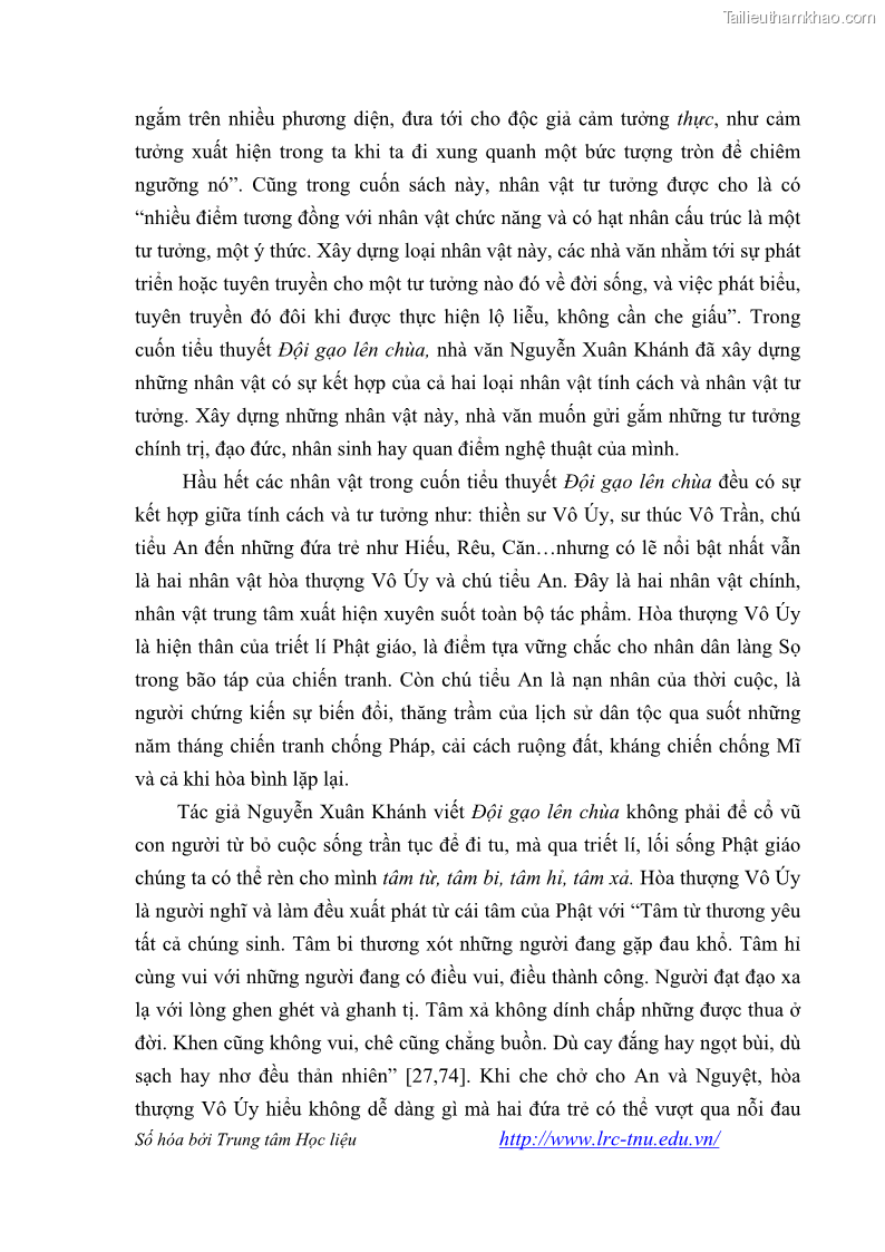 Luận văn thạc sĩ khoa học ngữ văn Tiểu thuyết Đội Gạo Lên Chùa của Nguyễn Xuân Khánh trong thành tựu văn chương thời đổi mới - 7 Trang 80