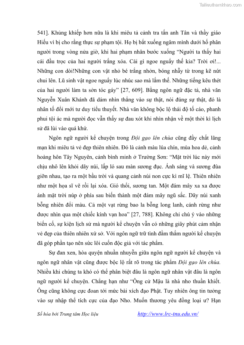 Luận văn thạc sĩ khoa học ngữ văn Tiểu thuyết Đội Gạo Lên Chùa của Nguyễn Xuân Khánh trong thành tựu văn chương thời đổi mới - 8 Trang 95