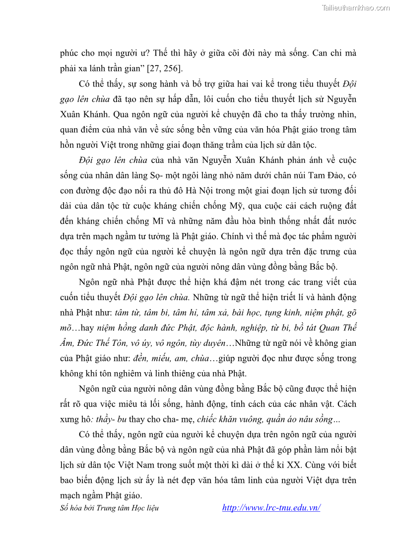 Luận văn thạc sĩ khoa học ngữ văn Tiểu thuyết Đội Gạo Lên Chùa của Nguyễn Xuân Khánh trong thành tựu văn chương thời đổi mới - 8 Trang 96