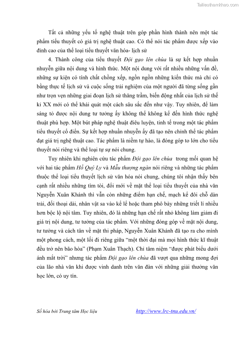 Luận văn thạc sĩ khoa học ngữ văn Tiểu thuyết Đội Gạo Lên Chùa của Nguyễn Xuân Khánh trong thành tựu văn chương thời đổi mới - 9 Trang 104
