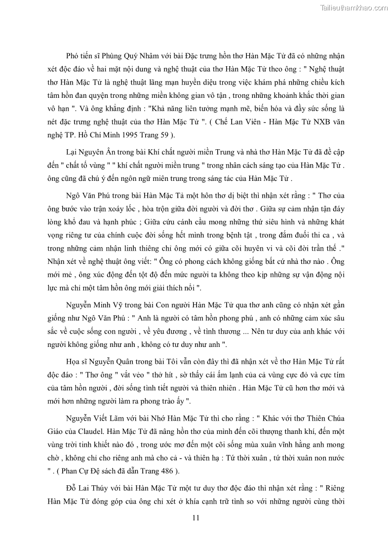 Luận văn thạc sĩ khoa học ngữ văn Tìm hiểu nghệ thuật thơ Hàn Mặc Tử - 1 Trang 12