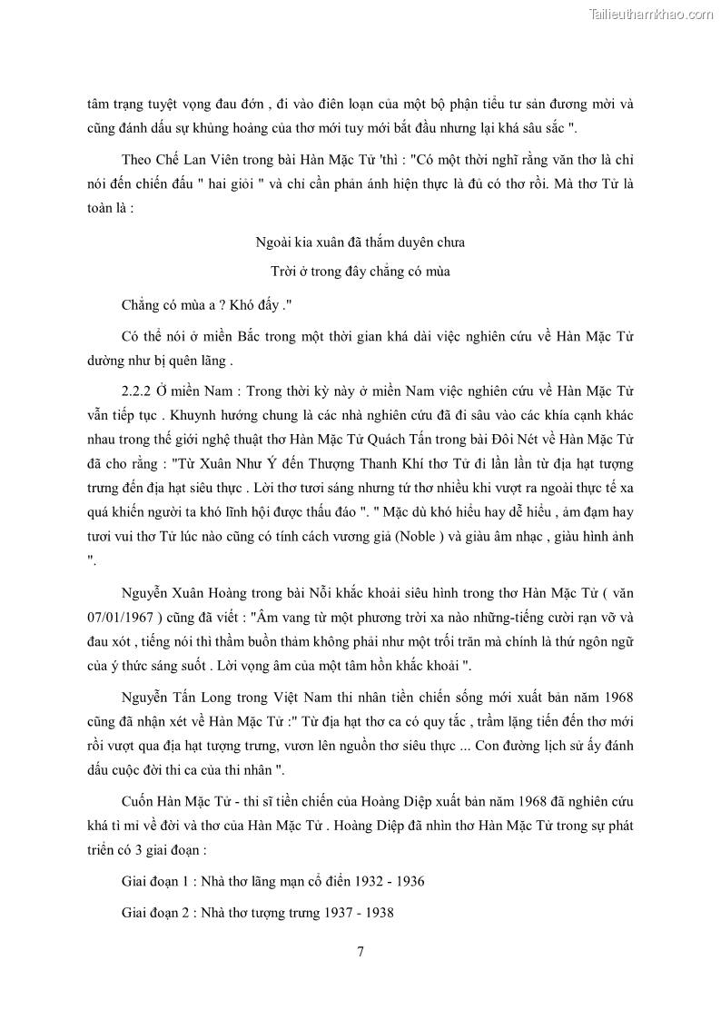 Luận văn thạc sĩ khoa học ngữ văn Tìm hiểu nghệ thuật thơ Hàn Mặc Tử - 1 Trang 8