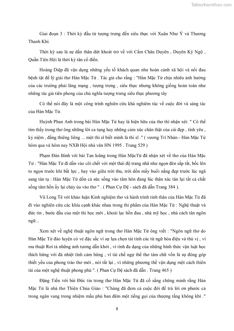 Luận văn thạc sĩ khoa học ngữ văn Tìm hiểu nghệ thuật thơ Hàn Mặc Tử - 1 Trang 9