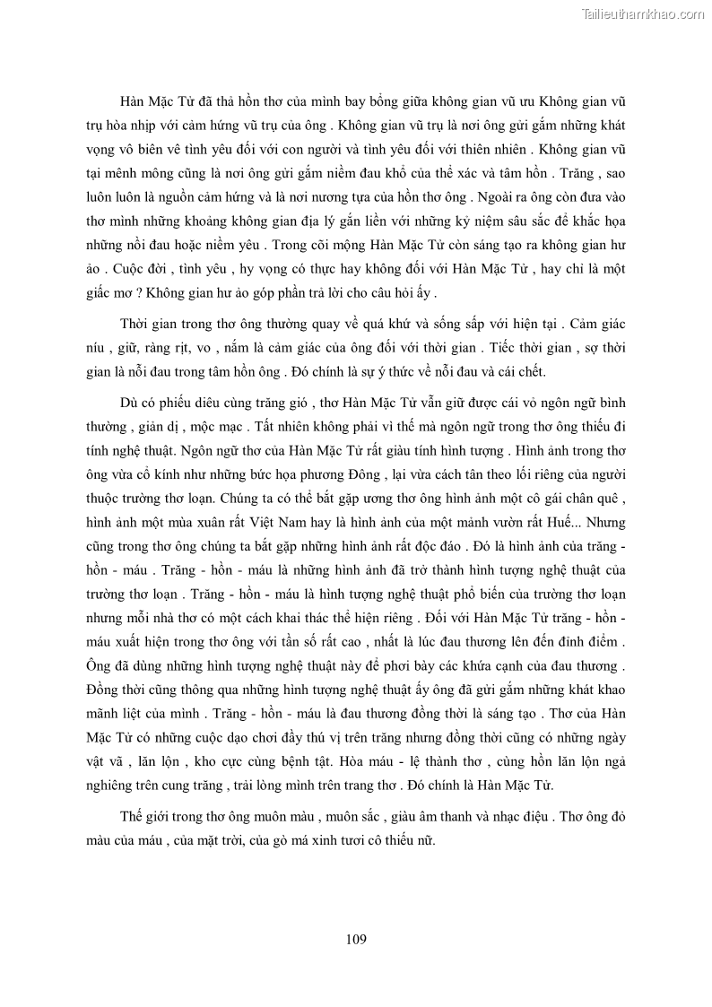 Luận văn thạc sĩ khoa học ngữ văn Tìm hiểu nghệ thuật thơ Hàn Mặc Tử - 10 Trang 110