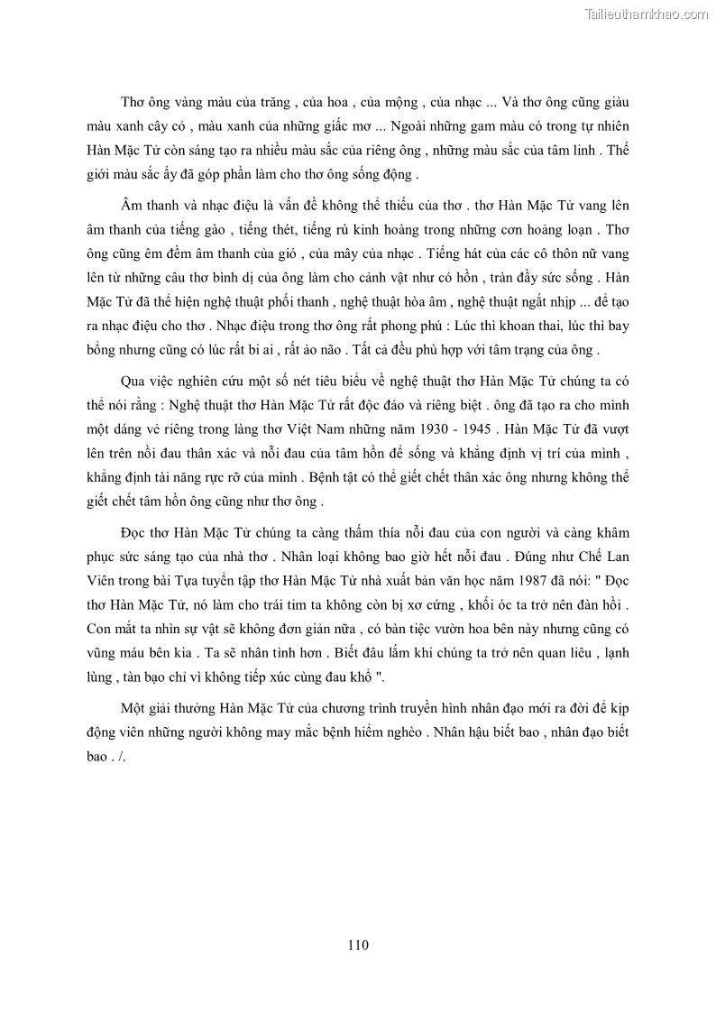 Luận văn thạc sĩ khoa học ngữ văn Tìm hiểu nghệ thuật thơ Hàn Mặc Tử - 10 Trang 111