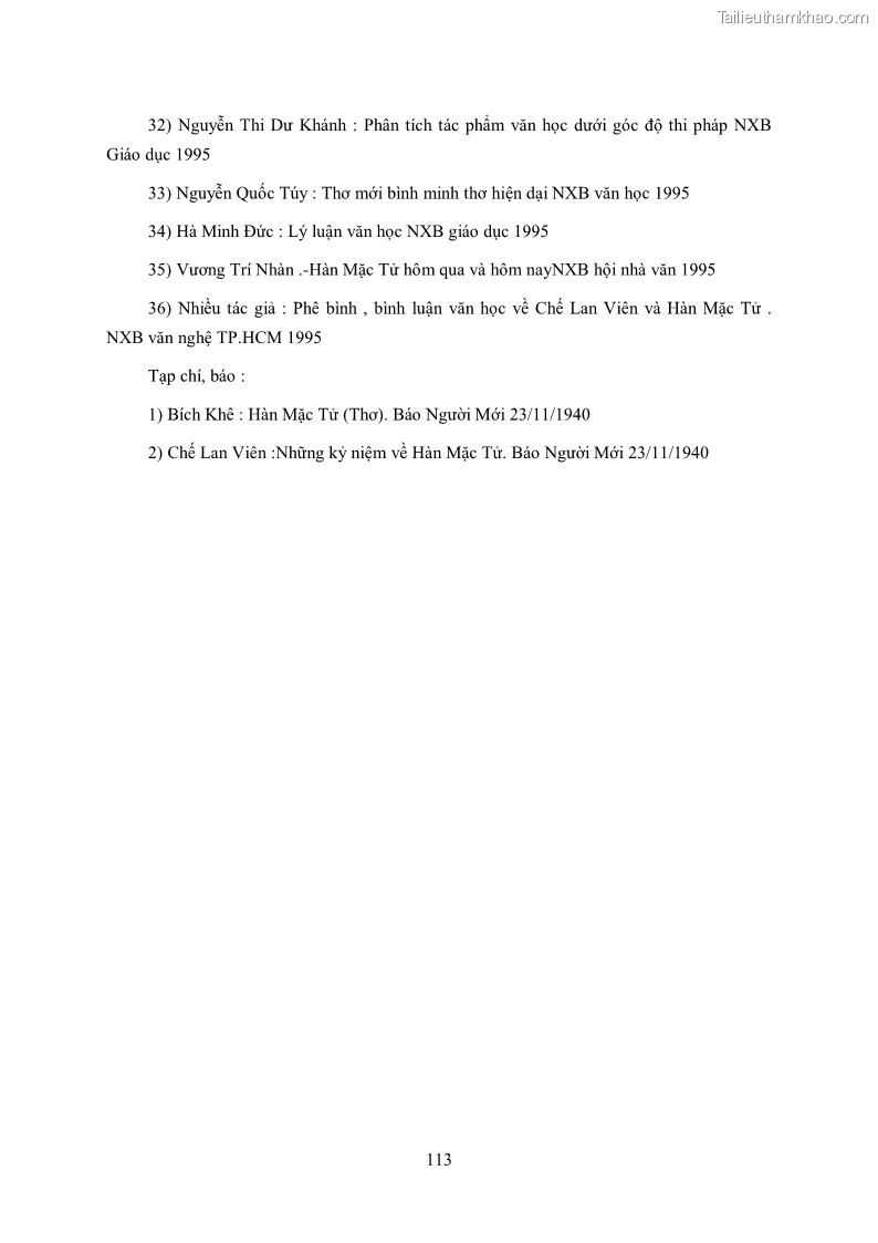 Luận văn thạc sĩ khoa học ngữ văn Tìm hiểu nghệ thuật thơ Hàn Mặc Tử - 10 Trang 114