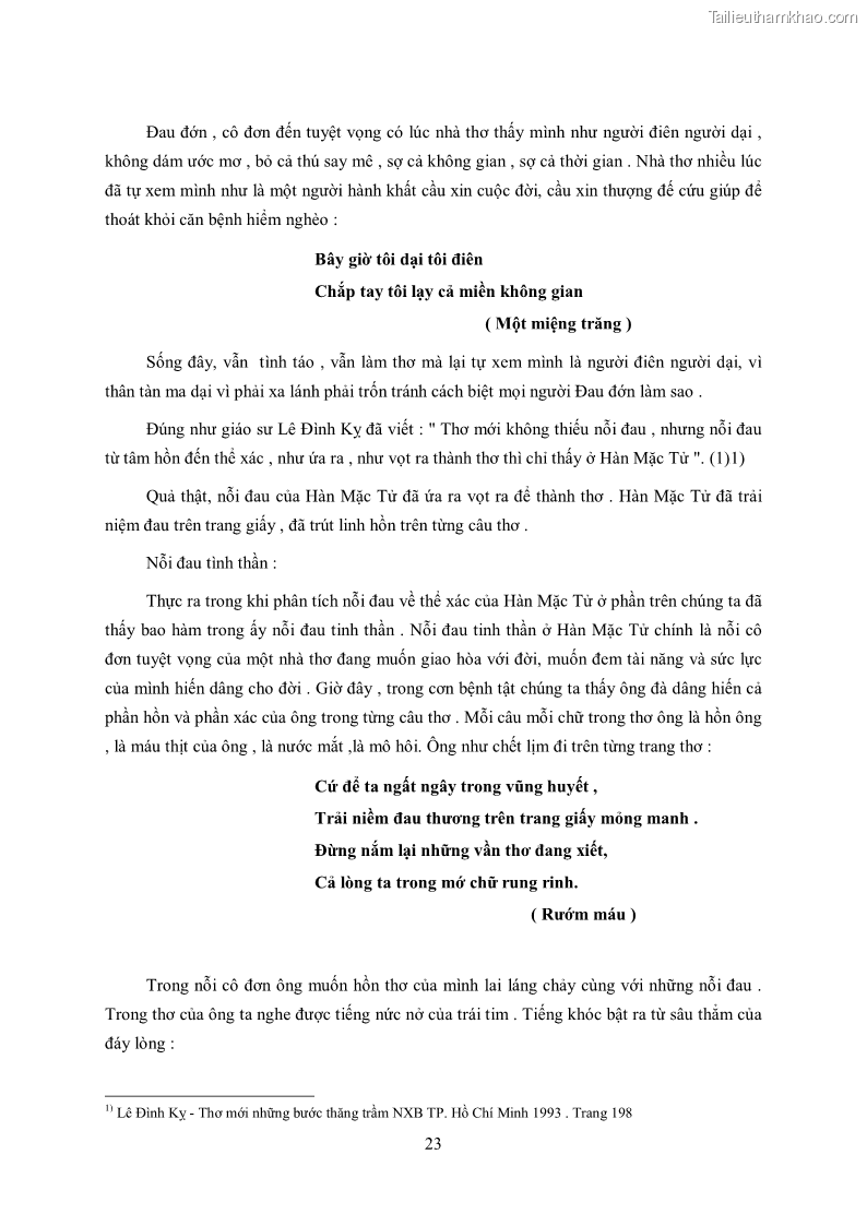 Luận văn thạc sĩ khoa học ngữ văn Tìm hiểu nghệ thuật thơ Hàn Mặc Tử - 2 Trang 24
