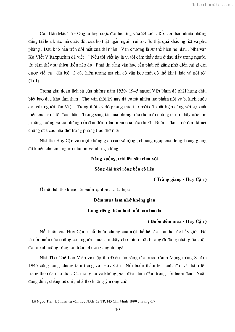 Luận văn thạc sĩ khoa học ngữ văn Tìm hiểu nghệ thuật thơ Hàn Mặc Tử - 2 Trang 20