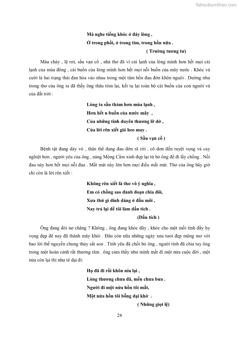 Luận văn thạc sĩ khoa học ngữ văn Tìm hiểu nghệ thuật thơ Hàn Mặc Tử - 3 Trang 25
