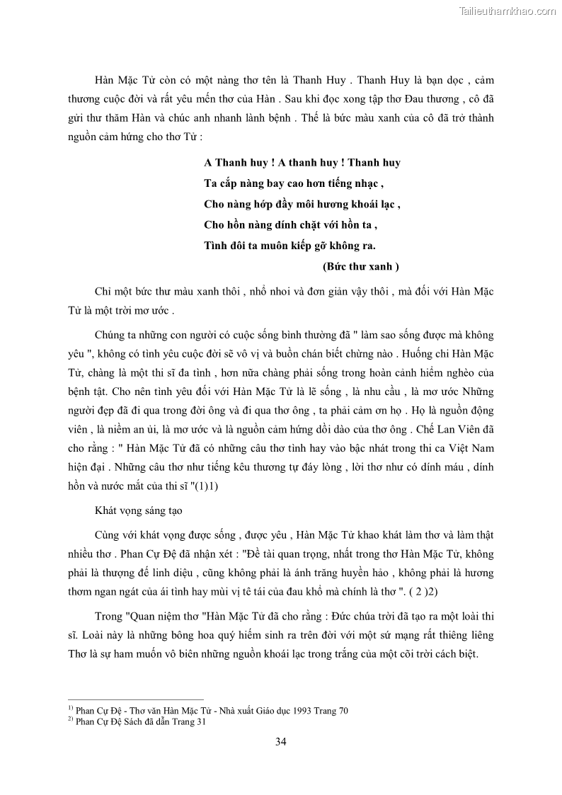 Luận văn thạc sĩ khoa học ngữ văn Tìm hiểu nghệ thuật thơ Hàn Mặc Tử - 3 Trang 35