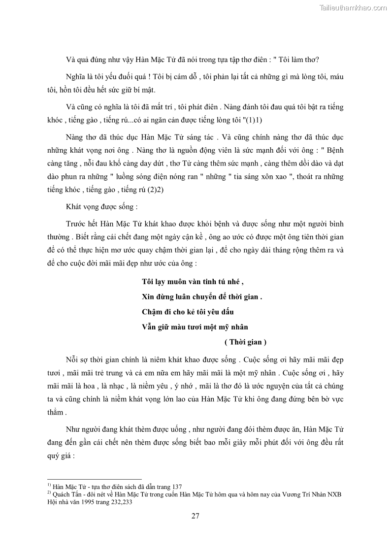 Luận văn thạc sĩ khoa học ngữ văn Tìm hiểu nghệ thuật thơ Hàn Mặc Tử - 3 Trang 28