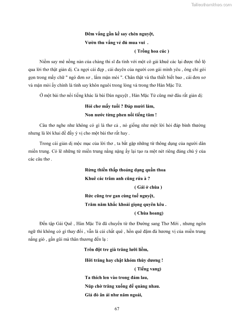 Luận văn thạc sĩ khoa học ngữ văn Tìm hiểu nghệ thuật thơ Hàn Mặc Tử - 6 Trang 68