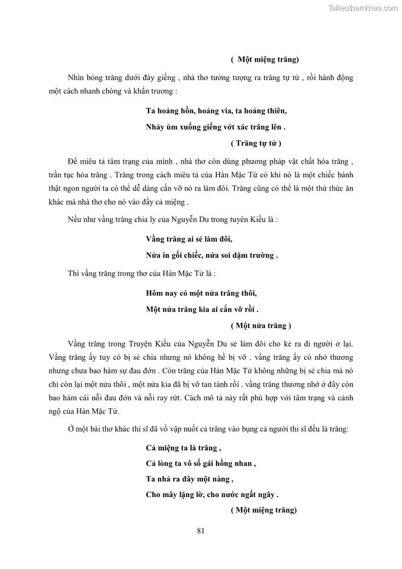 Luận văn thạc sĩ khoa học ngữ văn Tìm hiểu nghệ thuật thơ Hàn Mặc Tử - 7 Trang 82