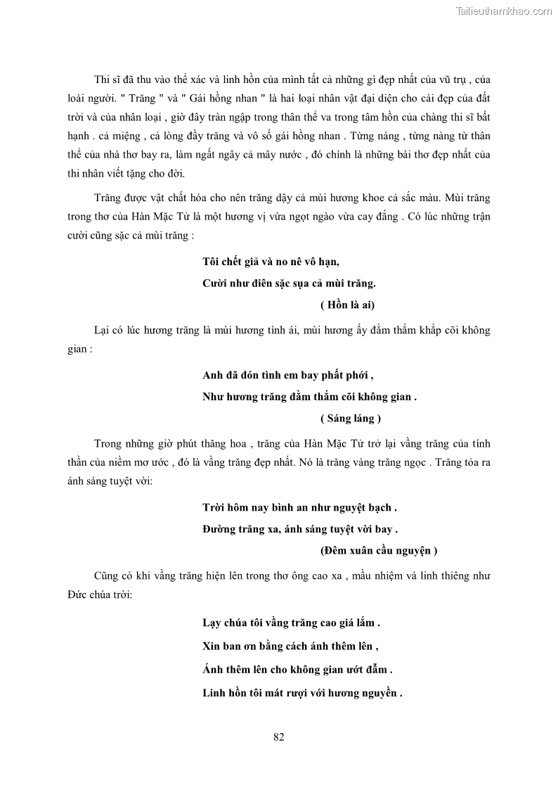 Luận văn thạc sĩ khoa học ngữ văn Tìm hiểu nghệ thuật thơ Hàn Mặc Tử - 7 Trang 83