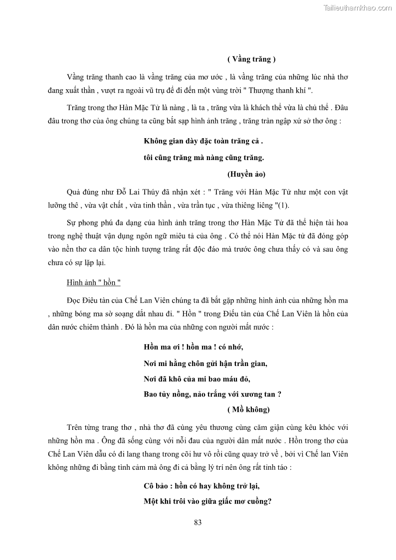 Luận văn thạc sĩ khoa học ngữ văn Tìm hiểu nghệ thuật thơ Hàn Mặc Tử - 7 Trang 84