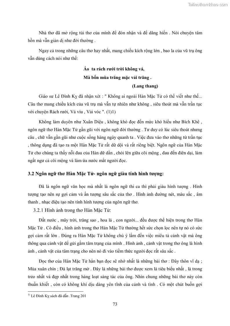 Luận văn thạc sĩ khoa học ngữ văn Tìm hiểu nghệ thuật thơ Hàn Mặc Tử - 7 Trang 74