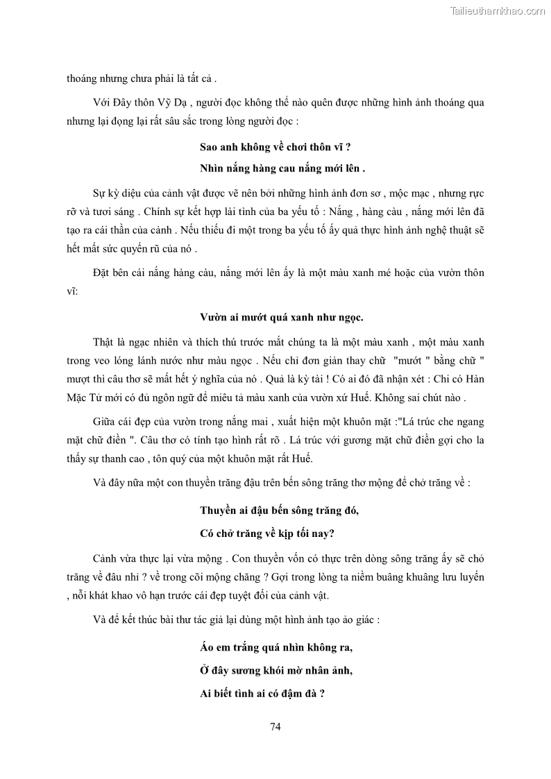 Luận văn thạc sĩ khoa học ngữ văn Tìm hiểu nghệ thuật thơ Hàn Mặc Tử - 7 Trang 75