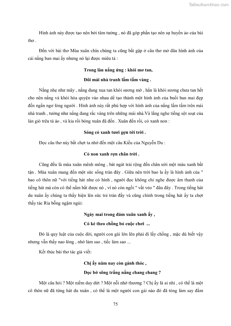 Luận văn thạc sĩ khoa học ngữ văn Tìm hiểu nghệ thuật thơ Hàn Mặc Tử - 7 Trang 76