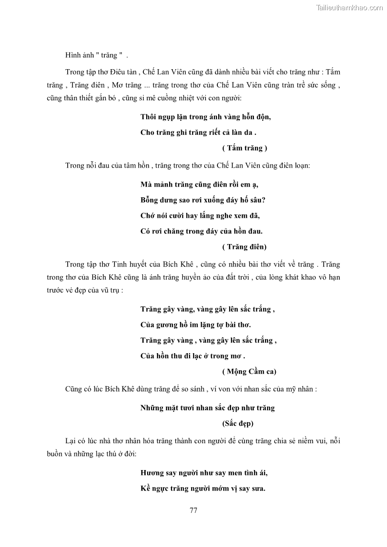 Luận văn thạc sĩ khoa học ngữ văn Tìm hiểu nghệ thuật thơ Hàn Mặc Tử - 7 Trang 78