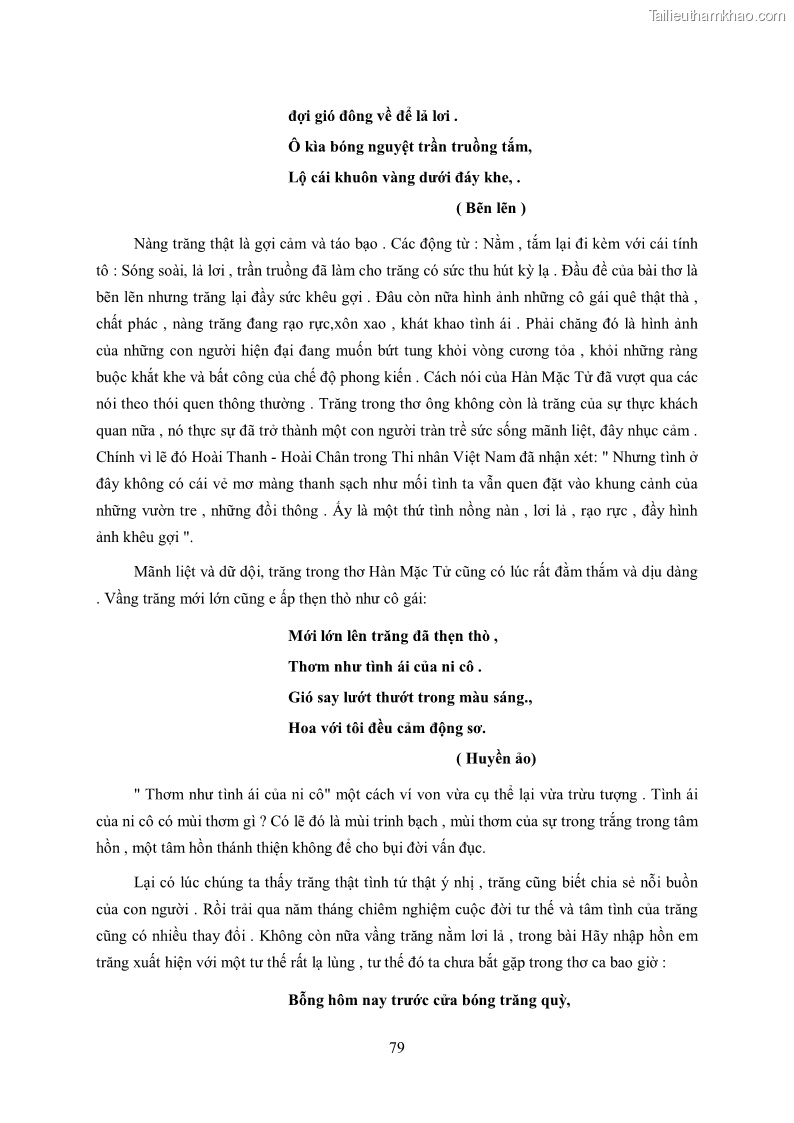 Luận văn thạc sĩ khoa học ngữ văn Tìm hiểu nghệ thuật thơ Hàn Mặc Tử - 7 Trang 80