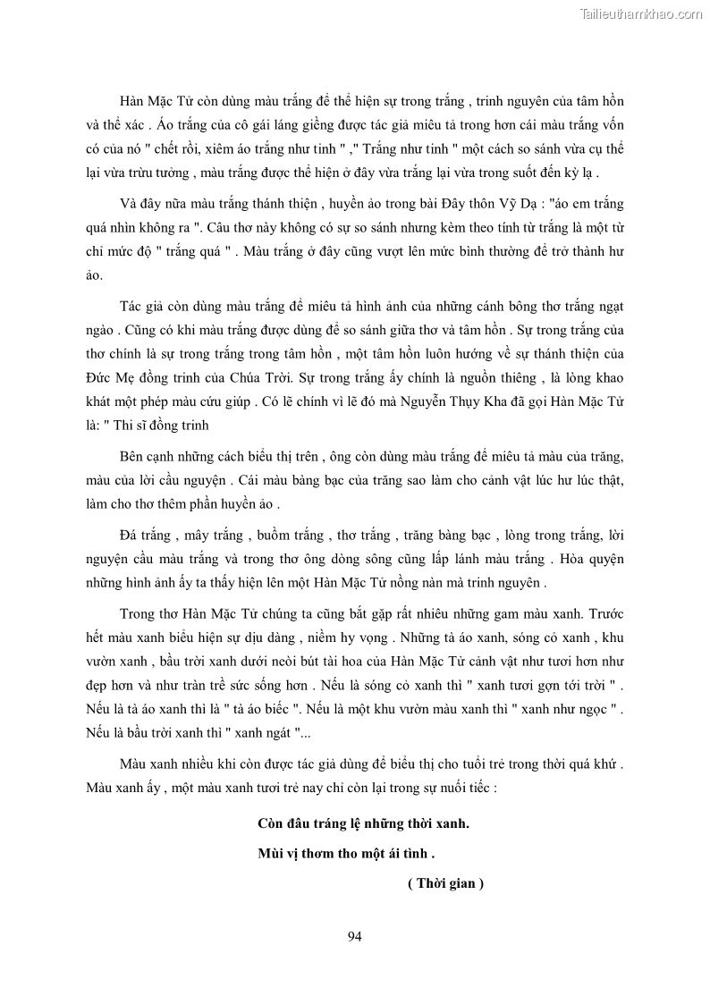 Luận văn thạc sĩ khoa học ngữ văn Tìm hiểu nghệ thuật thơ Hàn Mặc Tử - 8 Trang 95