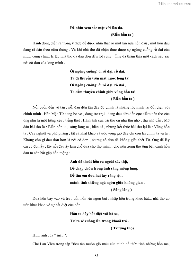 Luận văn thạc sĩ khoa học ngữ văn Tìm hiểu nghệ thuật thơ Hàn Mặc Tử - 8 Trang 86