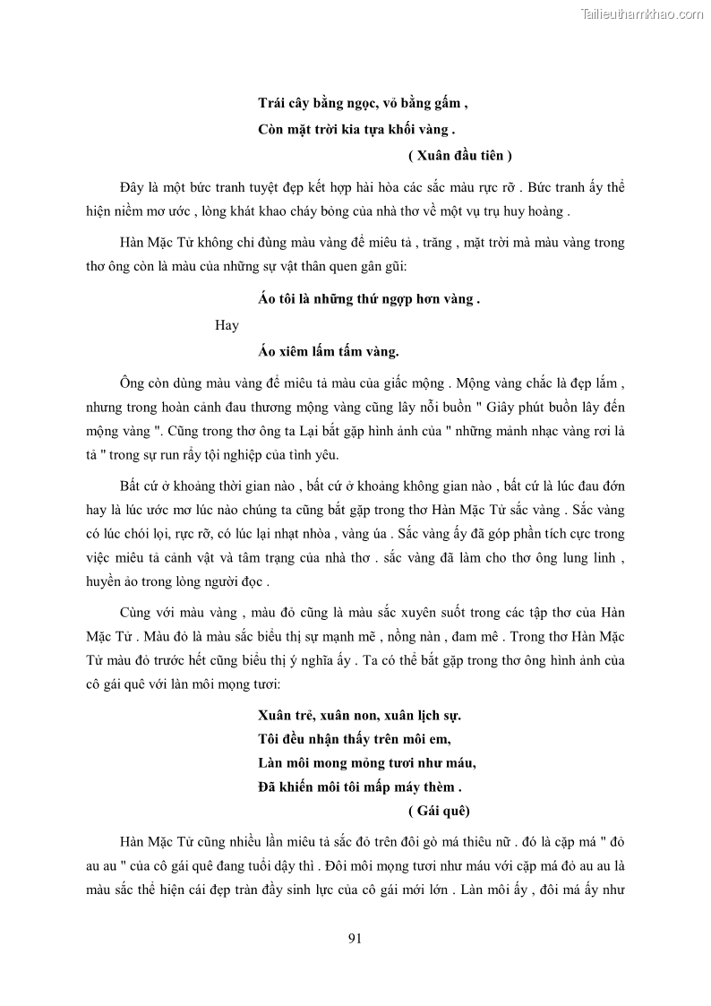 Luận văn thạc sĩ khoa học ngữ văn Tìm hiểu nghệ thuật thơ Hàn Mặc Tử - 8 Trang 92