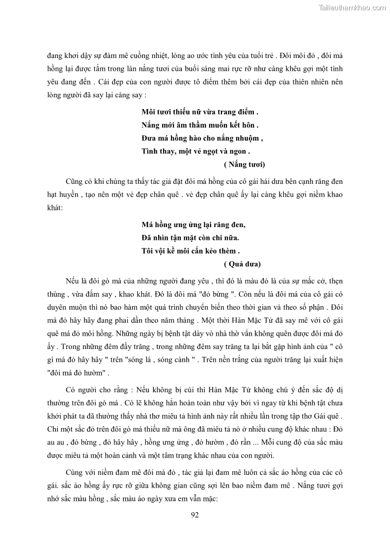 Luận văn thạc sĩ khoa học ngữ văn Tìm hiểu nghệ thuật thơ Hàn Mặc Tử - 8 Trang 93