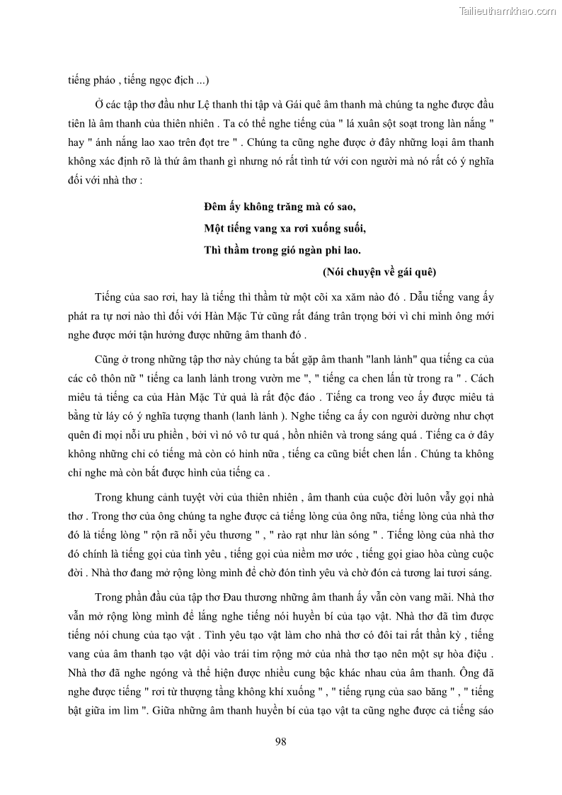 Luận văn thạc sĩ khoa học ngữ văn Tìm hiểu nghệ thuật thơ Hàn Mặc Tử - 9 Trang 99